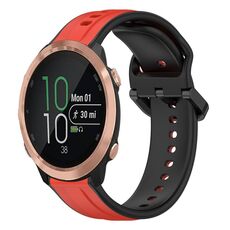 Per Garmin Forerunner 645 Cinturino in silicone bicolore con anello convesso da 20 mm (rosso + nero)