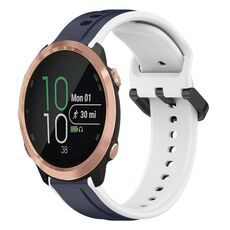 Per Garmin Forerunner 645 Cinturino in silicone bicolore con anello convesso da 20 mm (blu notte + bianco)