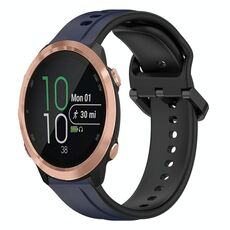 Per Garmin Forerunner 645 Cinturino in silicone bicolore con anello convesso da 20 mm (blu notte + nero)