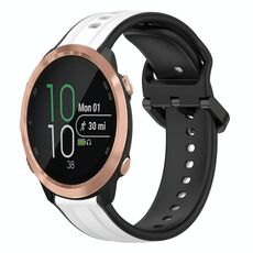 Per Garmin Forerunner 645 Music 20mm Convex Loop Cinturino in silicone bicolore (bianco + nero)