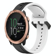 Per Garmin Forerunner 645 Music 20mm Convex Loop Cinturino in silicone bicolore (nero + bianco)