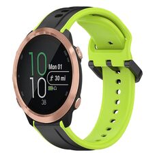 Per Garmin Forerunner 645 Music 20mm Convex Loop Cinturino in silicone bicolore (nero + lime)
