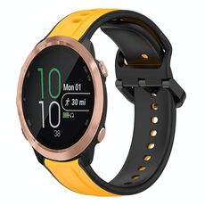 Per Garmin Forerunner 645 Music 20mm Convex Loop Cinturino in silicone bicolore (giallo + nero)