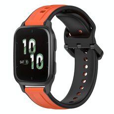 Per Garmin Forerunner Sq2 20mm Convex Loop Cinturino in silicone bicolore (arancione + nero)