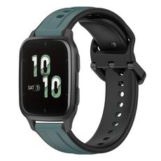 Per Garmin Forerunner Sq2 20mm Convex Loop Cinturino in silicone bicolore (verde oliva + nero)