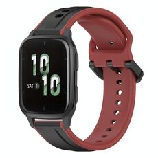 Per Garmin Forerunner Sq2 20mm Convex Loop Cinturino in silicone bicolore (nero + rosso)