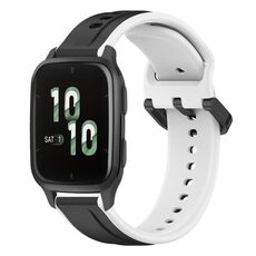Per Garmin Forerunner Sq2 20mm Convex Loop Cinturino in silicone bicolore (nero + bianco)