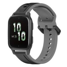 Per Garmin Forerunner Sq2 20mm Convex Loop Cinturino in silicone bicolore (nero + grigio)