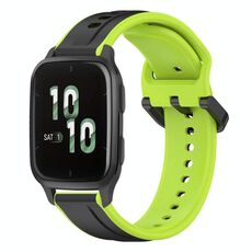 Per Garmin Forerunner Sq2 20mm Convex Loop Cinturino in silicone bicolore (nero + lime)