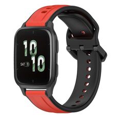 Per Garmin Forerunner Sq2 20mm Convex Loop Cinturino in silicone bicolore (rosso + nero)