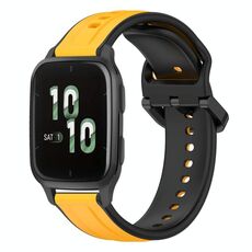 Per Garmin Forerunner Sq2 20mm Convex Loop Cinturino in silicone bicolore (giallo + nero)