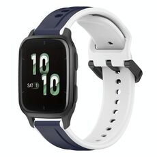 Per Garmin Forerunner Sq2 20mm Convex Loop Cinturino in silicone bicolore (blu notte + bianco)