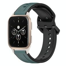 Per Garmin Forerunner Sq2 Music 20mm Convex Loop Cinturino in silicone bicolore (verde oliva + nero)