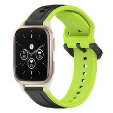 Per Garmin Forerunner Sq2 Music 20mm Convex Loop Cinturino in silicone bicolore (nero + lime)