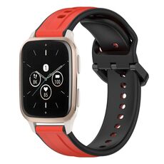 Per Garmin Forerunner Sq2 Music 20mm Convex Loop Cinturino in silicone bicolore (rosso + nero)