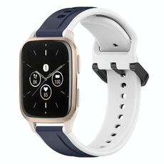 Per Garmin Forerunner Sq2 Music 20mm Convex Loop Cinturino in silicone bicolore (blu notte + bianco)