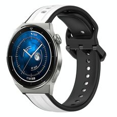 Per Huawei Watch GT3 Pro 43mm 20mm Convex Loop Cinturino in silicone bicolore (bianco + nero)