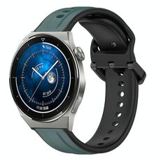 Per Huawei Watch GT3 Pro 43mm 20mm Convex Loop Cinturino in silicone bicolore (verde oliva + nero)