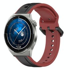 Per Huawei Watch GT3 Pro 43mm 20mm Convex Loop Cinturino in silicone bicolore (nero + rosso)