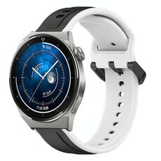 Per Huawei Watch GT3 Pro 43mm 20mm Convex Loop Cinturino in silicone bicolore (nero + bianco)