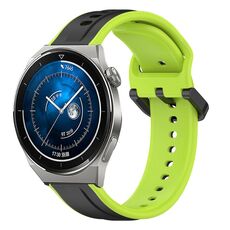 Per Huawei Watch GT3 Pro 43mm 20mm Convex Loop Cinturino in silicone bicolore (nero + lime)
