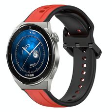 Per Huawei Watch GT3 Pro 43mm 20mm Convex Loop Cinturino in silicone bicolore (rosso + nero)