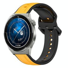 Per Huawei Watch GT3 Pro 43mm 20mm Convex Loop Cinturino in silicone bicolore (giallo + nero)