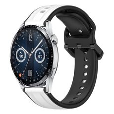 Per Huawei Watch GT3 42mm 20mm Convex Loop Cinturino in silicone bicolore (bianco + nero)