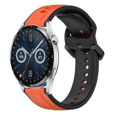 Per Huawei Watch GT3 42mm 20mm Convex Loop Cinturino in silicone bicolore (arancione + nero)