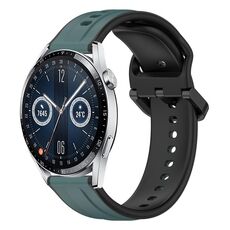 Per Huawei Watch GT3 42mm 20mm Convex Loop Cinturino in silicone bicolore (verde oliva + nero)