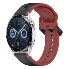 Per Huawei Watch GT3 42mm 20mm Convex Loop Cinturino in silicone bicolore (nero + rosso)