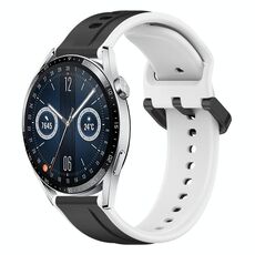 Per Huawei Watch GT3 42mm 20mm Convex Loop Cinturino in silicone bicolore (nero + bianco)