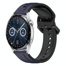 Per Huawei Watch GT3 42mm 20mm Convex Loop Cinturino in silicone bicolore (blu notte + nero)