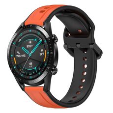 Per Huawei Watch GT2 42mm 20mm Convex Loop Cinturino in silicone bicolore (arancione + nero)