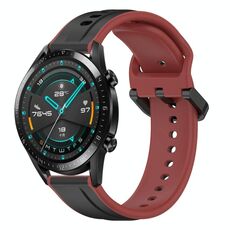 Per Huawei Watch GT2 42mm 20mm Convex Loop Cinturino in silicone bicolore (nero + rosso)