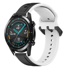 Per Huawei Watch GT2 42mm 20mm Convex Loop Cinturino in silicone bicolore (nero + bianco)