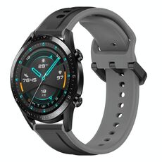 Per Huawei Watch GT2 42mm 20mm Convex Loop Cinturino in silicone bicolore (nero + grigio)