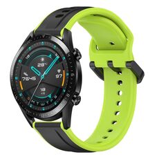Per Huawei Watch GT2 42mm 20mm Convex Loop Cinturino in silicone bicolore (nero + lime)