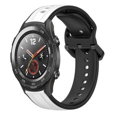 Per Huawei Watch 2 Cinturino in silicone bicolore con anello convesso da 20 mm (bianco + nero)