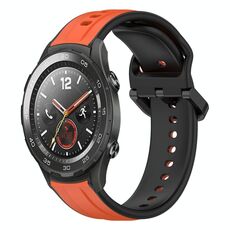 Per Huawei Watch 2 Cinturino in silicone bicolore con anello convesso da 20 mm (arancione + nero)