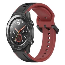 Per Huawei Watch 2 Cinturino in silicone bicolore con anello convesso da 20 mm (nero + rosso)