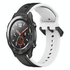 Per Huawei Watch 2 Cinturino in silicone bicolore con anello convesso da 20 mm (nero + bianco)
