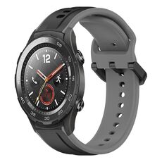 Per Huawei Watch 2 Cinturino in silicone bicolore con anello convesso da 20 mm (nero + grigio)