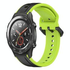 Per Huawei Watch 2 Cinturino in silicone bicolore con anello convesso da 20 mm (nero + lime)