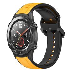 Per Huawei Watch 2 Cinturino in silicone bicolore con anello convesso da 20 mm (giallo + nero)