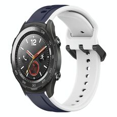 Per Huawei Watch 2 Cinturino in silicone bicolore con anello convesso da 20 mm (blu notte + bianco)