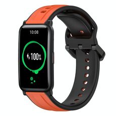 For Honor Watch ES 20mm Convex Loop Cinturino in silicone bicolore (arancione + nero)