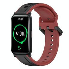 For Honor Watch ES 20mm Convex Loop Cinturino in silicone bicolore (nero + rosso)