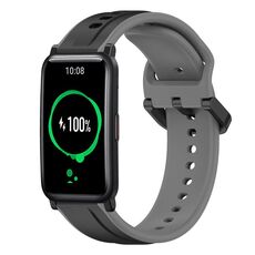 For Honor Watch ES 20mm Convex Loop Cinturino in silicone bicolore (nero + grigio)