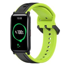 For Honor Watch ES 20mm Convex Loop Cinturino in silicone bicolore (nero + lime)